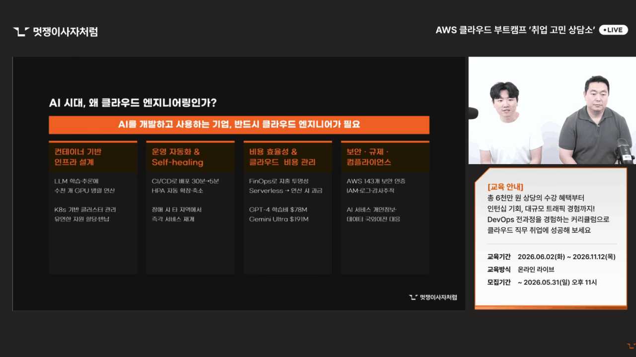 AWS 클라우드 부트캠프 '취업 고민 상담소'